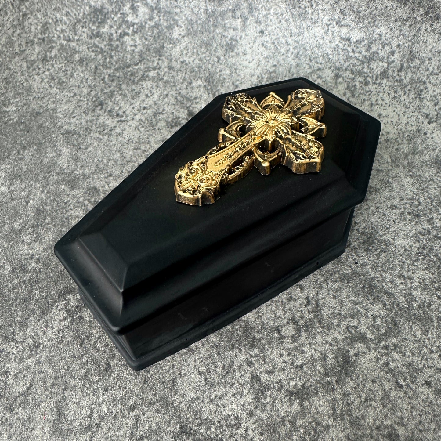 Vintage Cross Coffin Trinket Box