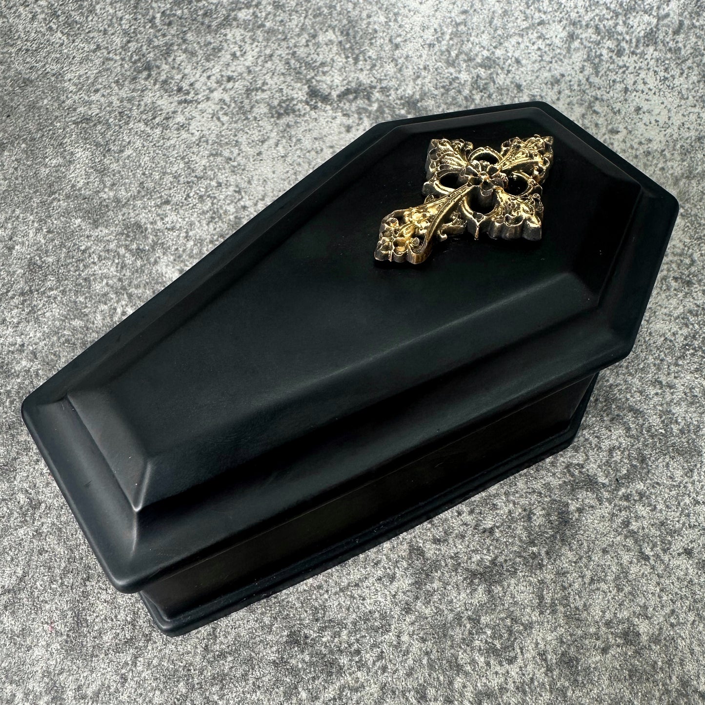 Vintage Cross Coffin Trinket Box