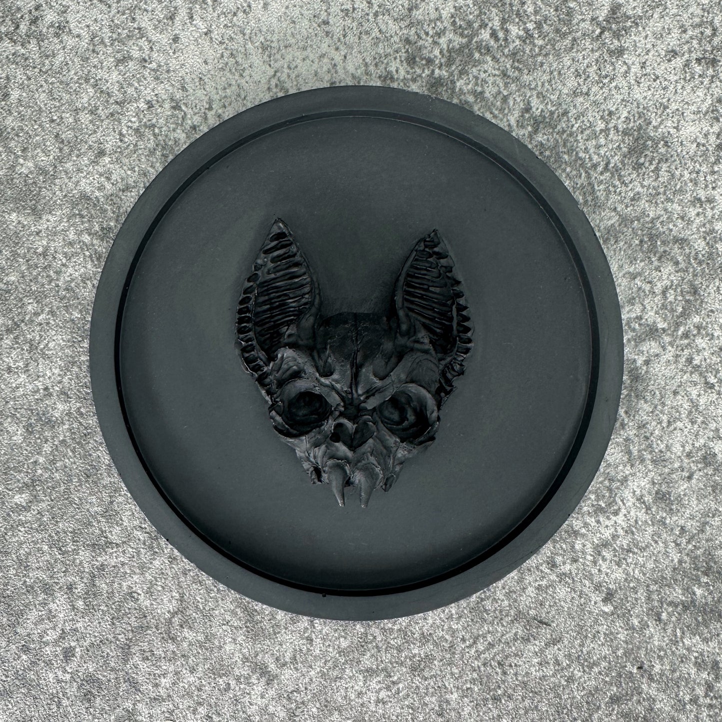 Black Vampire Cat Skull Gothic Round Trinket Tray