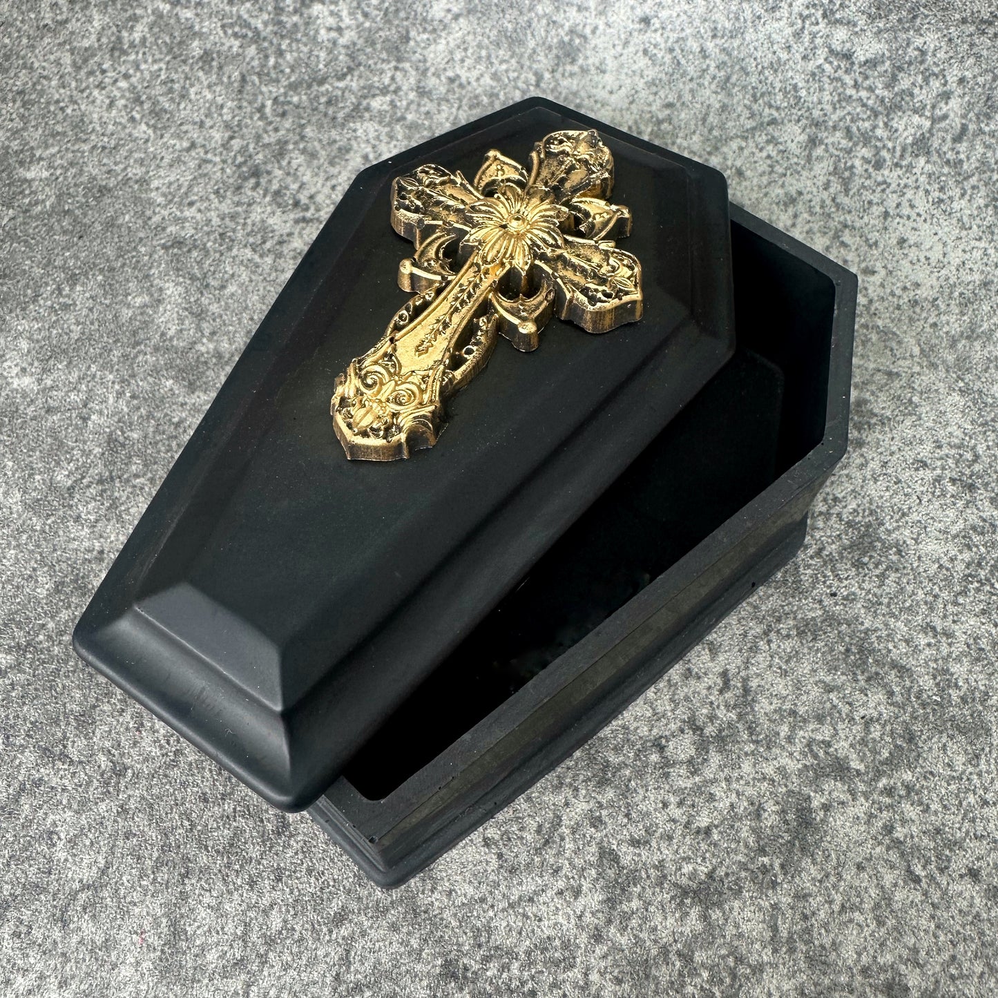 Vintage Cross Coffin Trinket Box