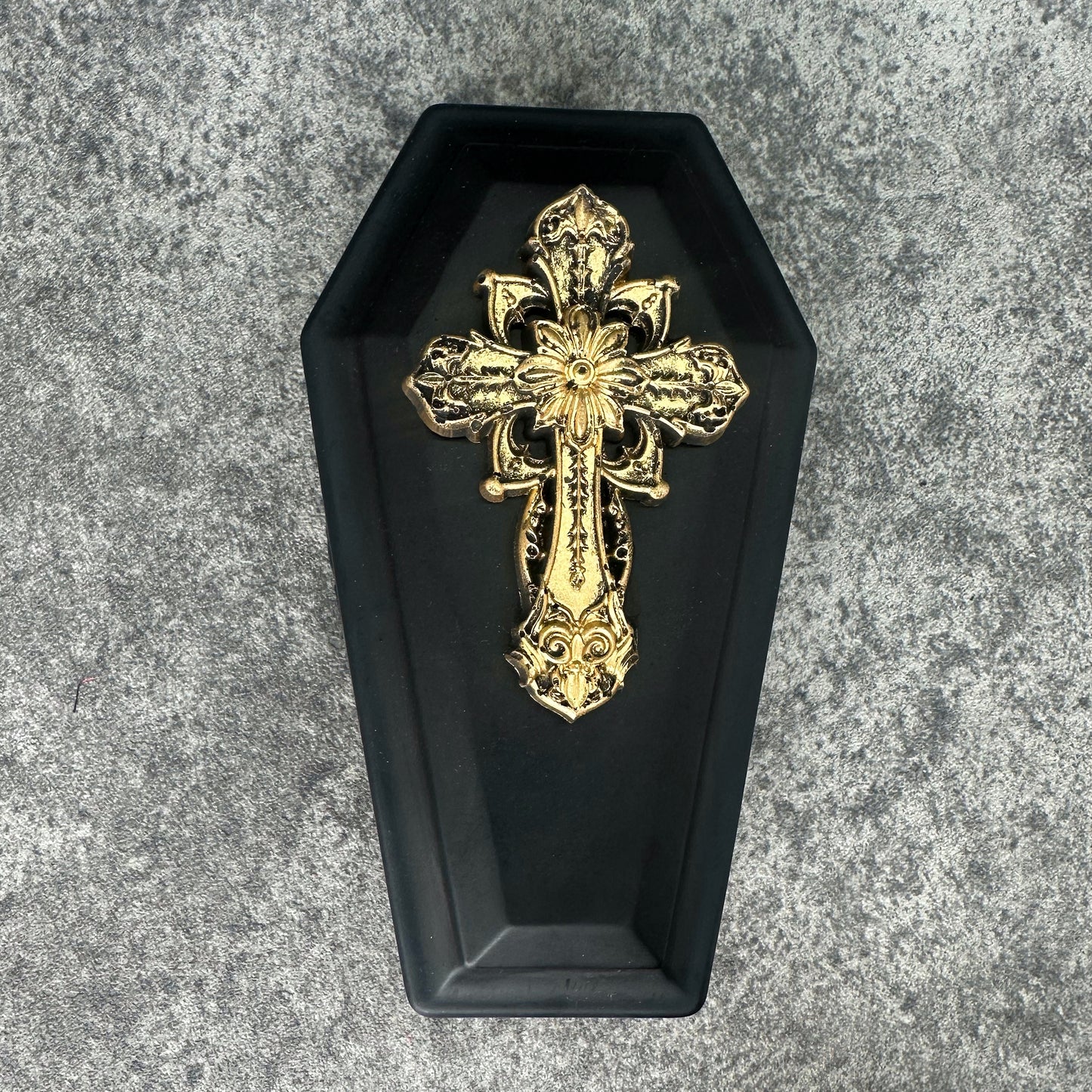 Vintage Cross Coffin Trinket Box