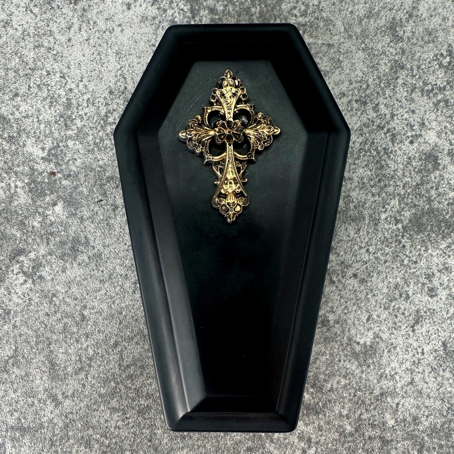 Vintage Cross Coffin Trinket Box