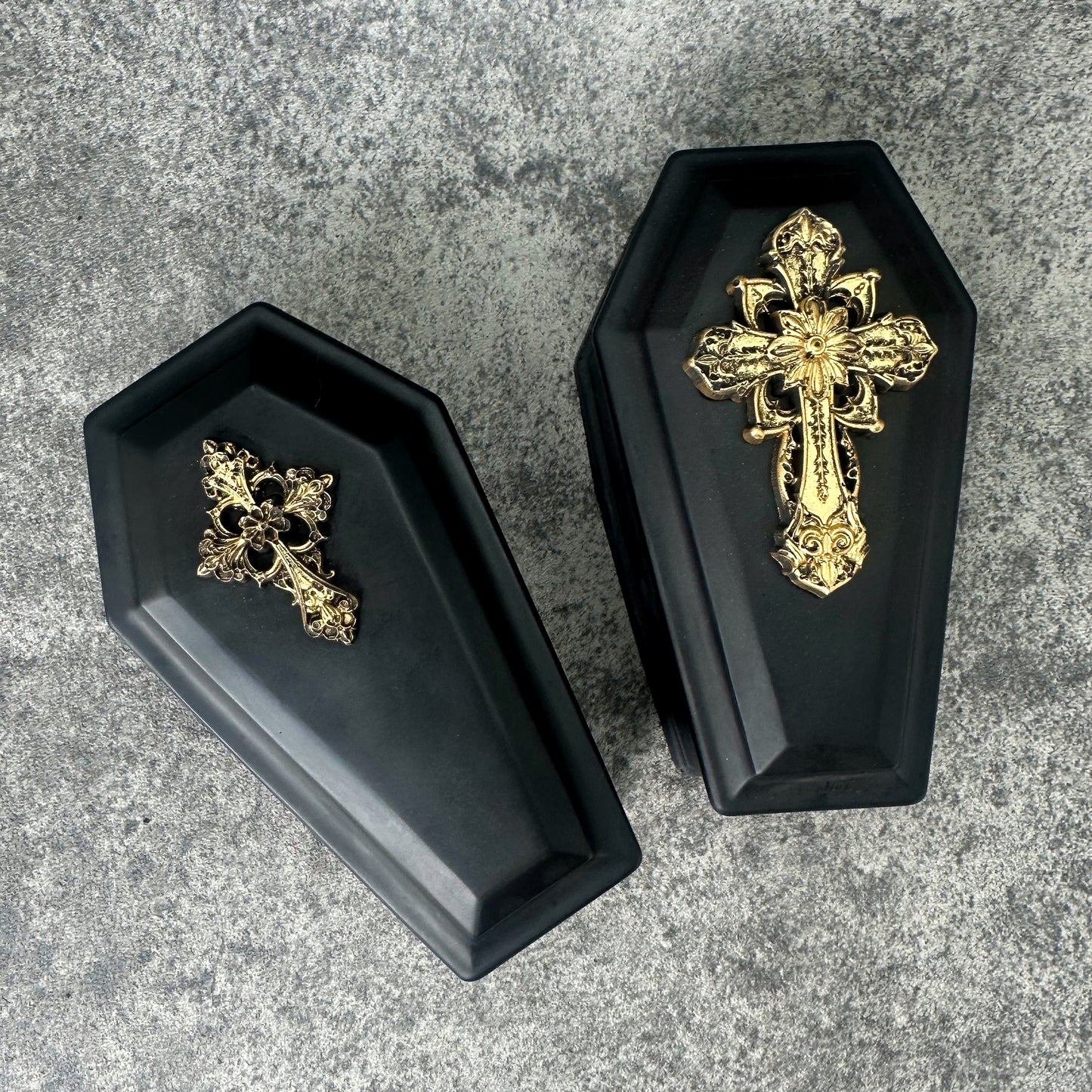 Vintage Cross Coffin Trinket Box