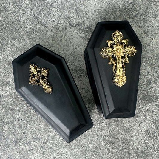 Vintage Cross Coffin Trinket Box