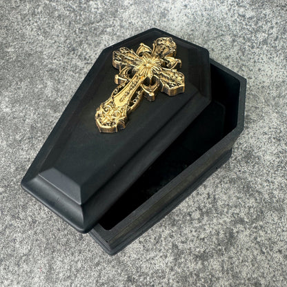 Vintage Cross Coffin Trinket Box
