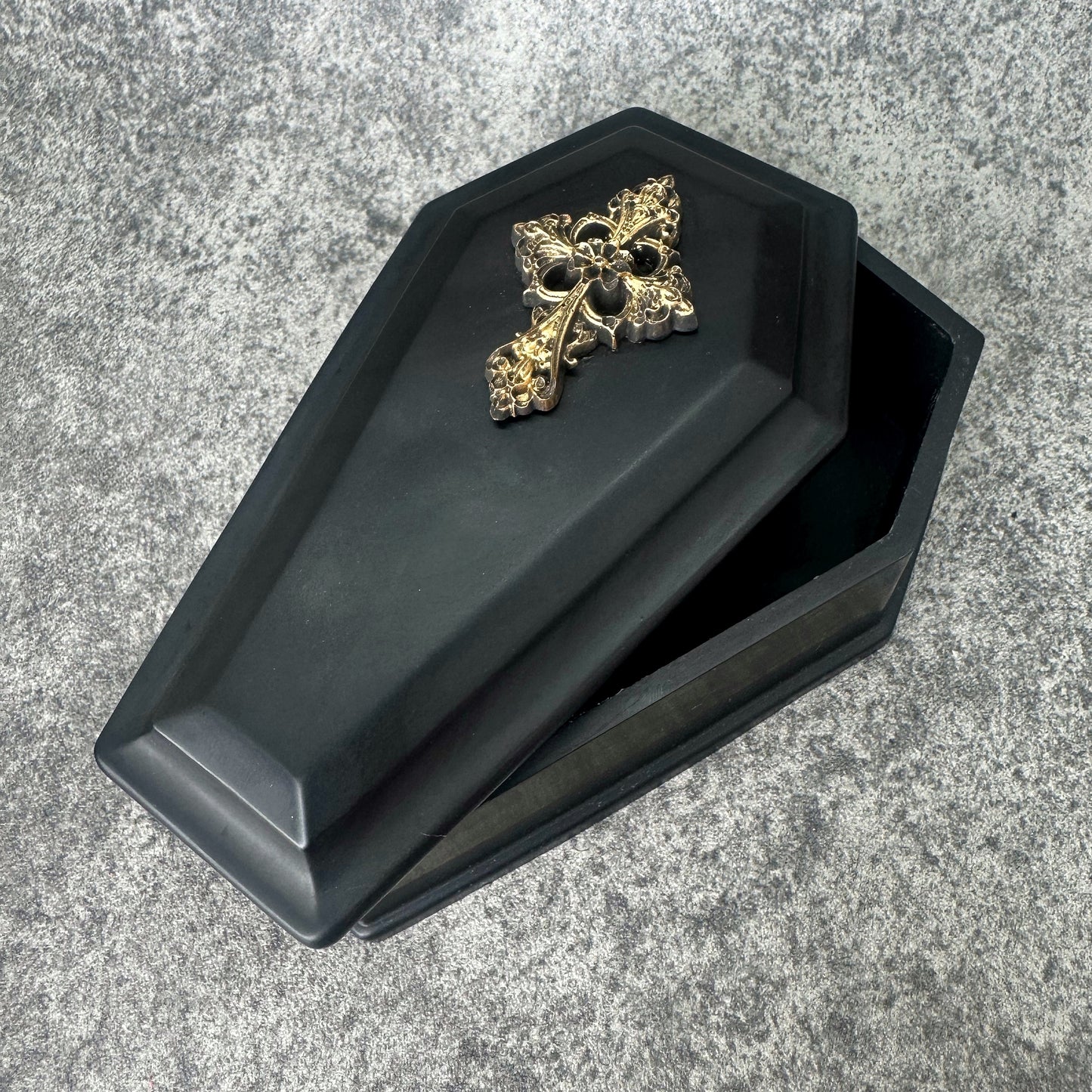 Vintage Cross Coffin Trinket Box
