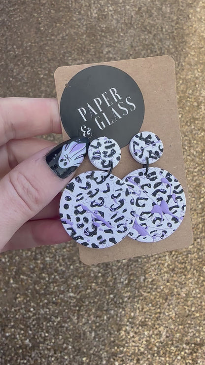 Leopard & Lilac Handmade Drop Earrings